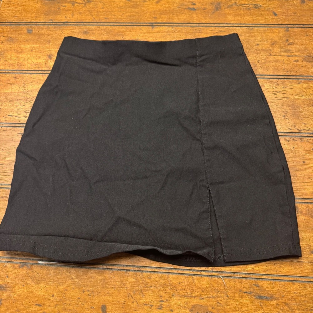 EG.CHRIS.G Womens Black High Waisted Mini Skirt with‎ Side Slit Size Small
